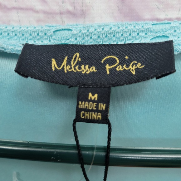 NWOT Melissa Paige Turquoise Maxi Flapper Dress Size M Sleeveless Eyelets Fringe - Picture 6 of 10